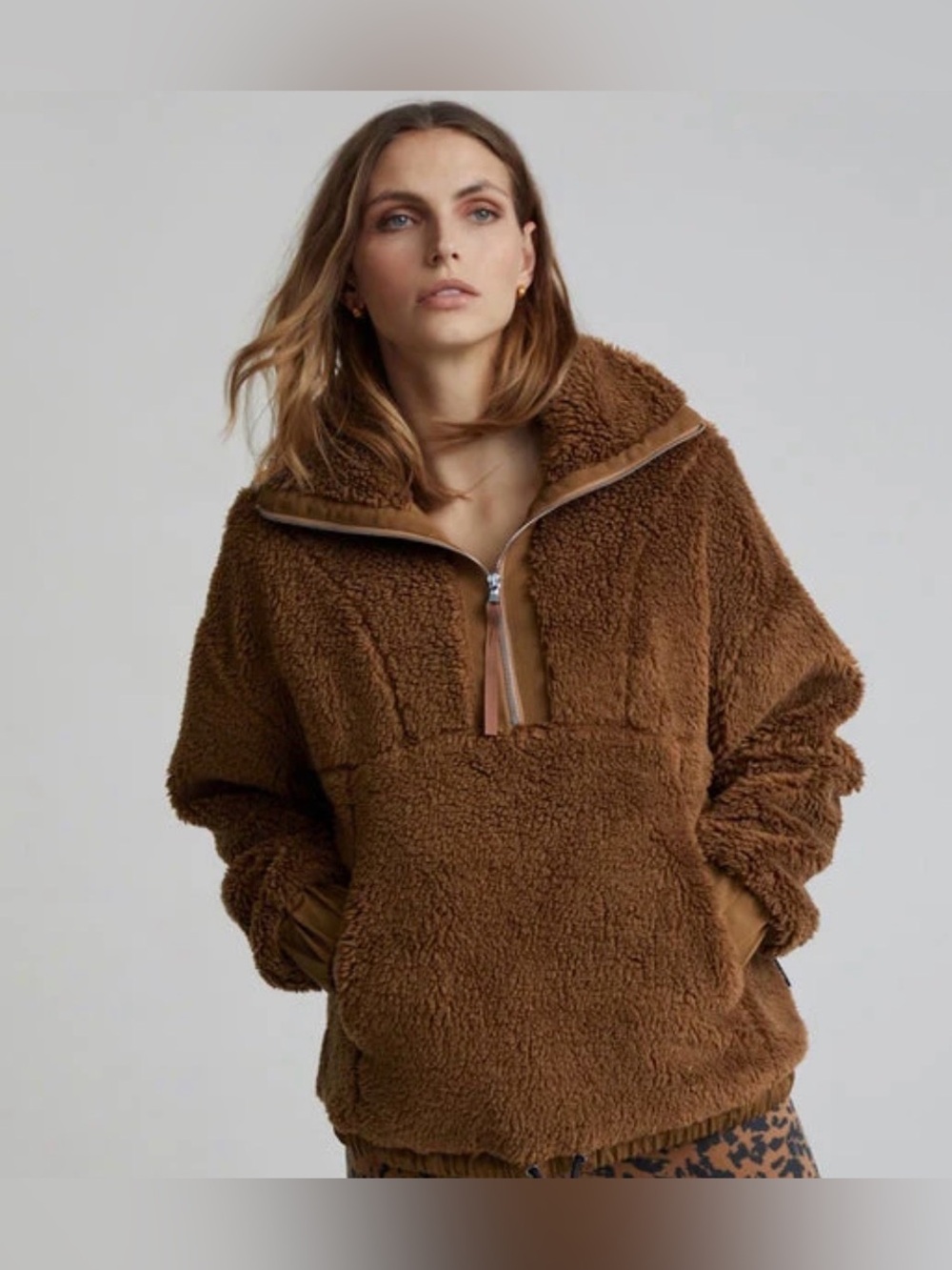Varley Appleton Sherpa Half-Zip Pullover in Tumeric Color